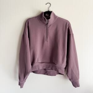 Athleta Smoky Rose Forever Fleece 1/2 Zip High Hip Pullover Sweatshirt Large